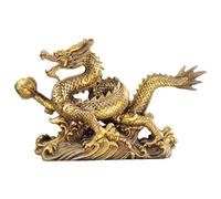 Bortivier Statue de Dragon Chinois Feng Shui en Laiton, Sculpture de Dragon Doré, Ornements pour la Richesse et Le Succès. Cadeaux de Bonne Chance.