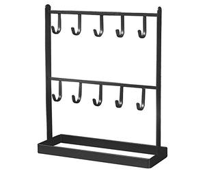 Bortivier Table Fer Boucle d'oreille Cintre Collier Anneau Boucle d'oreille Boucle d'oreille éTagèRe PréSentoir Porche Porte-CléS Noir