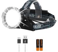 BORUIT B10 Lampe Frontale Rechargeable USB-C, 2000 LM Lampe Torche LED Ultra Puissante Avec SOS-Sifflet, 4 Modes d'Eclairage & 90° Réglable, IPX5 Étanche Lampe de Poche pour Camping Peche