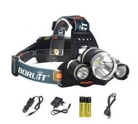 BORUiT RJ-5000 XM-L2 + 2 * R2 LED phare 8000LM 4-Mode étanche phare Rechargeable 18650 batterie externe tête