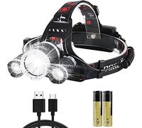 BORUIT RJ3000 Lampe Frontale LED Rechargeable Lampe Frontale Ultra Lumineux de 5000 Lumens avec 4 Modes Meilleures avec Pile Lampe Frontale LED Pour Adultes Enfants Jogging Pêch Casque Cyclisme