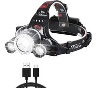 BORUIT RJ3000 Lampe Frontale LED Rechargeable Lampe SupLumineux 5000 Lumens | 4 Modes Rechargeable Lampe Frontale Meilleures avec Pile Lampe Frontale LED Pour Adultes Enfants Jogging Pêch Casque Cyclisme