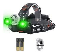 BORUIT RJ3000 Lampe Frontale Lumière Vert, LED Rechargeable Ultra Lumineux de 5000 Lumens avec 4 Modes avec Pile, Pour Adultes Enfants Jogging Pêch Casque Cyclisme