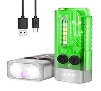 BORUIT V10 Mini Lampe de Poche LED, 1000 Lumen Porte - clés Lampe de Poche avec 80dB Alarme Buzzer, Lampe UV 365nm, Queue Magnétique, Imperméable IPX4 (Fluorescence)