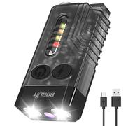 BORUIT V10 Mini Lampe de Poche LED, 1000 Lumen Porte - clés Lampe de Poche avec 80dB Alarme Buzzer, Lampe UV 365nm, Queue Magnétique, Imperméable IPX4 (Noir)