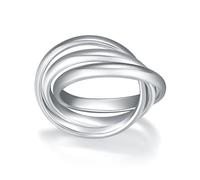 BORUO Bague en argent sterling 925, plaqué or 14 carats, bague anti-anxiété étanche, triple rangée, empilable, bague polie pour femme, homme | Largeur de chaque bande : 1,8 mm 3 mm Taille 4-12, Métal