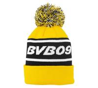 Borussia Dortmund Bonnet à Pompon BVB pour Enfant, Jaune et Noir, Barres transversales