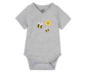 Borussia Dortmund BVB Body Abeille, Logo Gris, Taille 86/92, Gris, 86-92
