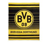 Borussia Dortmund BVB Couverture Polaire à Rayures Noir/Jaune 200 x 150 cm 100% Polyester
