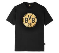 Borussia Dortmund BVB Gold Edition : T-Shirt Noir Exclusif avec Logo doré Luxueux Taille M - Fabriqué en Europe, Noir, M