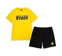 Borussia Dortmund BVB Schlafanzug schwarzgelb, Shirt, Hose, exklusive Kollektion, BVB09 Schriftzug, 100% Baumwolle, Kurz Foot Unisexe - Erwachsene, 3XL