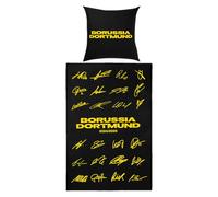 Borussia Dortmund BVB Signatures 2024/25 Parure de lit avec Fermeture Éclair Noir 135 x 200 cm