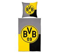 Borussia Dortmund BVB Wendebettwäsche Schwarz/Gelb 135 X 200 Cm Parure de lit Adulte Unisexe, Multicolore