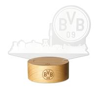 Borussia Dortmund Lampe LED BVB avec Skyline, emblème BVB et câble USB, marron