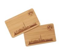 Borussia Dortmund Lot de 2 Planches à Petit-déjeuner Adulte Unisexe, Couleur Bois, Taille Unique