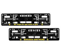 Borussia Dortmund Lot de 2 supports de plaque d'immatriculation 1 x Wir Folgen Dir + 1 x Classic Logo BVB 09