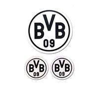 Borussia Dortmund Lot de 3 Autocollants Noirs - 9 x 9 x 1 cm - 67140901