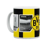 Borussia Dortmund Tasse BVB Stadion - Édition 50 ans - Tasse en céramique noir et jaune d'une capacité de 0,3 l - Avec grand emblème BVB