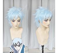Boruto Next Generations Uzumaki Boruto Mitsuki Perruque de cosplay courte Fluffy Layered Blue Silver Mixed Synthetic Hair + Casquette