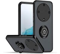 BORYA Coque pour Honor Magic6 Lite 5G (Magic 6 Lite), Antichoc Très Mince Premium Souple Translucide Givré Silicone TPU+PC Housse, Mat Anneau Magnétique Support Étui, Noir