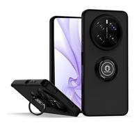 BORYA Coque pour Honor Magic7 Pro (Magic 7 Pro), Antichoc Très Mince Premium Souple Translucide Givré Silicone TPU+PC Housse, Mat Anneau Magnétique Support Étui, Noir