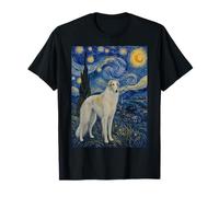 Borzoi Dog Van Gogh Nuit étoilée T-Shirt