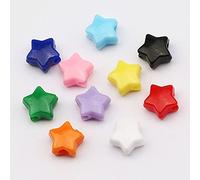 BOSAIYA SL 50pcs 12mm Couleur Mixte Star Acrylique Beads Big Trous Spacer Beads pour la Fabrication de Bijoux DIY Collier Bracelet Accessoires à la Main T823 (Color : Star 12mm)