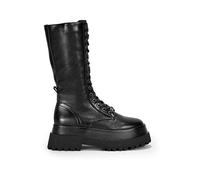 BOSANOVA Bottes militaires hautes avec semelle track et lacets, fermeture éclair intérieure., Noir , 36 EU