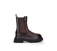 BOSANOVA Bottines mi-hautes avec élastiques latéraux et semelle Track. Sans fermeture. Chaussures pour femme, marron, 38 EU