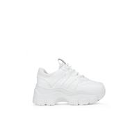 BOSANOVA Chaussures avec total look blanc, détail de trekking sur les lacets et semelle compensée légère de 6,5 cm. Fermeture à lacets. Chaussures pour femme, blanc, 41 EU