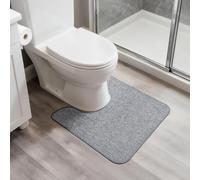 Bosap Tapis de Salle de Bain en Forme de U, Lavable en Machine, antidérapant, Ultra Fin, séchage Rapide, Super Absorbant, pour Salle de Bain et Toilettes, Gris, 50,8 x 61 cm