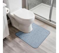 Bosap Tapis de salle de bain en forme de U, lavable en machine, antidérapant, ultra fin, séchage rapide, super absorbant, pour salle de bain et toilettes, bleu, 50,8 x 61 cm