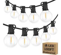 Bosceos Guirlande lumineuse globe LED G40 à 104 ampoules à intensité variable, étanche, incassable, connectable, pour terrasse, maison, balcon, fête, bistrot - 30,5 m