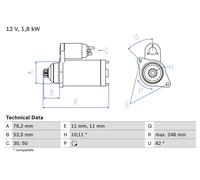 BOSCH 0 986 016 980 Démarreur pour AUDI,FORD,LAMBORGHINI,SEAT,SKODA,VW