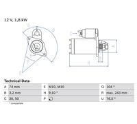 BOSCH 0 986 018 680 Démarreur pour TOYOTA