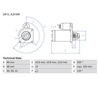 BOSCH 0 986 020 170 Démarreur pour HEULIEZ,IRISBUS,IVECO,TEMSA