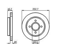 Disque de frein ventilé 0 986 478 605 BOSCH pour FORD MONDEO I SCORPIO II COUGAR
