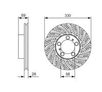 BOSCH 0 986 479 D25 Disque de frein pour PORSCHE