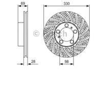 BOSCH 0 986 479 D25 Disque de frein pour PORSCHE 911 (997) 911 Cabriolet (997)