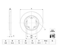 2x Disque de frein plein 0 986 479 H56 BOSCH pour FORD TRANSIT V363 Fourgon