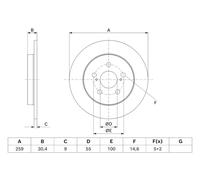 Bosch Disque de frein 0 986 479 J61 plein Ø 259 mm – Jeu de 2 pour Toyota