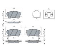 BOSCH 0 986 494 563 Kit de plaquettes de frein, frein à disque pour HYUNDAI,KIA,
