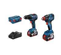 Bosch 06019J2200 18V System Set de Visseuses sans-Fil GDX 18V-200 et GSR 18V-55 (avec 2 Batteries GBA 18V 4.0Ah + Chargeur GAL 18V-40, dans L-BOXX) Bleu