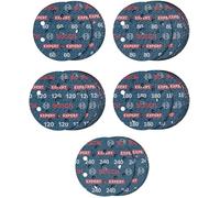 Bosch 1 lot de 55 disques abrasifs EXPERT O780 125 mm (pour bois dur, peinture sur bois, Ø 125 mm, grain 5 x 60, 15 x 80, 15 x 120, 15 x 180, 5 x 240, accessoires professionnels ponceuse excentrique)