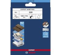 Bosch 10x Feuille abrasive pour ponçage manuel EXPERT W480 Web 1/4 (pour Bois dur, Peinture sur bois, Ø 115x140 mm, Grain 320, Professional Accessoire Ponçage manuel)