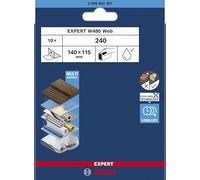 Bosch 10x Feuille abrasive pour ponçage manuel EXPERT W480 Web 1/4 (pour Bois dur, Peinture sur bois, Ø 115x140 mm, Grain 240, Professional Accessoire Ponçage manuel)