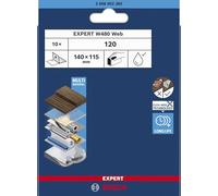 Bosch 10x Feuille abrasive pour ponçage manuel EXPERT W480 Web 1/4 (pour Bois dur, Peinture sur bois, Ø 115x140 mm, Grain 120, Professional Accessoire Ponçage manuel)