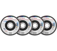 Bosch 15x Coffret de plateaux à lamelles X451 (pour Acier, Aluminium, Ø 125 mm, Grain 40, 60, 80, 120, Professional Accessoire Grande meuleuse angulaire)