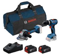 Bosch Kit 2 outils sans fil GSB 18V‑65 + GWS 18V‑8 – 2 batteries GBA 4,0Ah + chargeur GAL 18V‑40