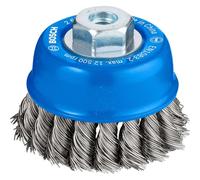Bosch 1x Brosse boisseau PRO Steel Longlife, fils torsadés pour petite meuleuse angulaire et filetage M10 (Ø 75 mm, Professional Accessoire Petite meuleuse angulaire)